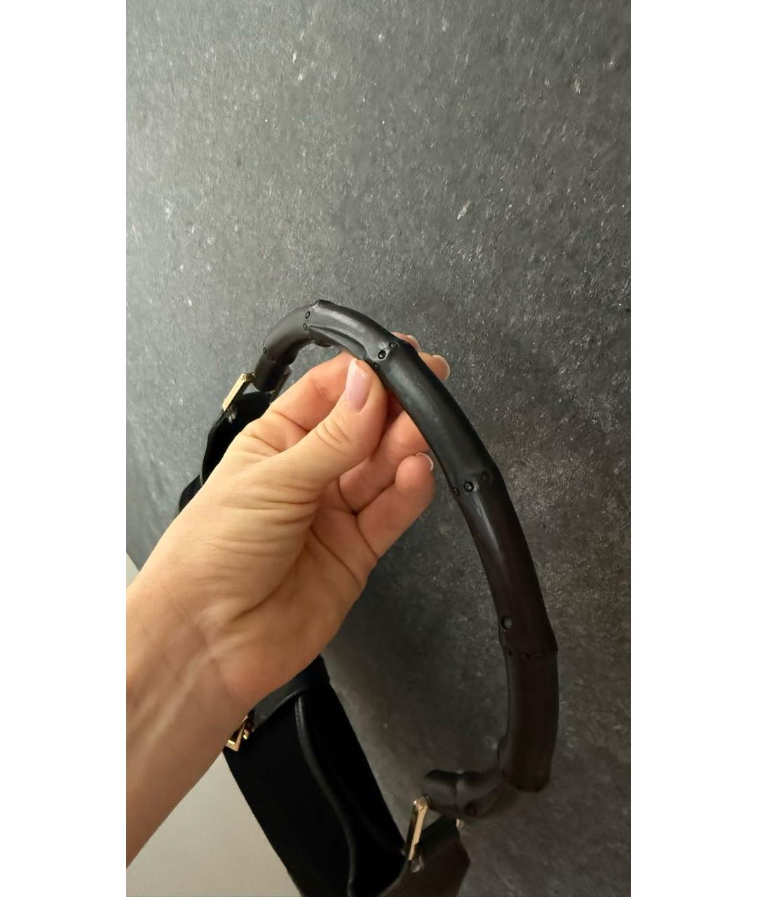 GUCCI Черная замшевая сумка с короткими ручками, фото 5