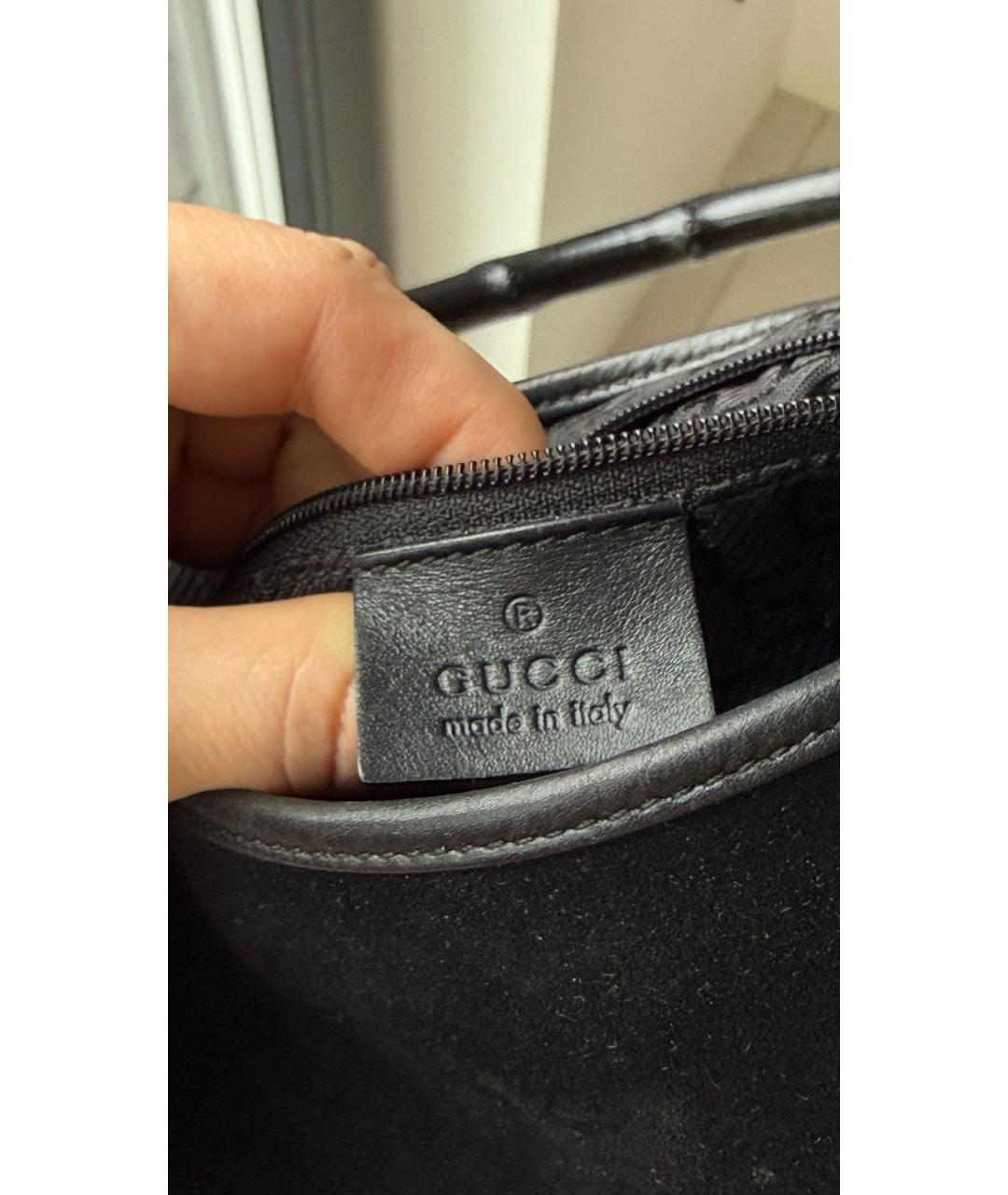 GUCCI Черная замшевая сумка с короткими ручками, фото 7
