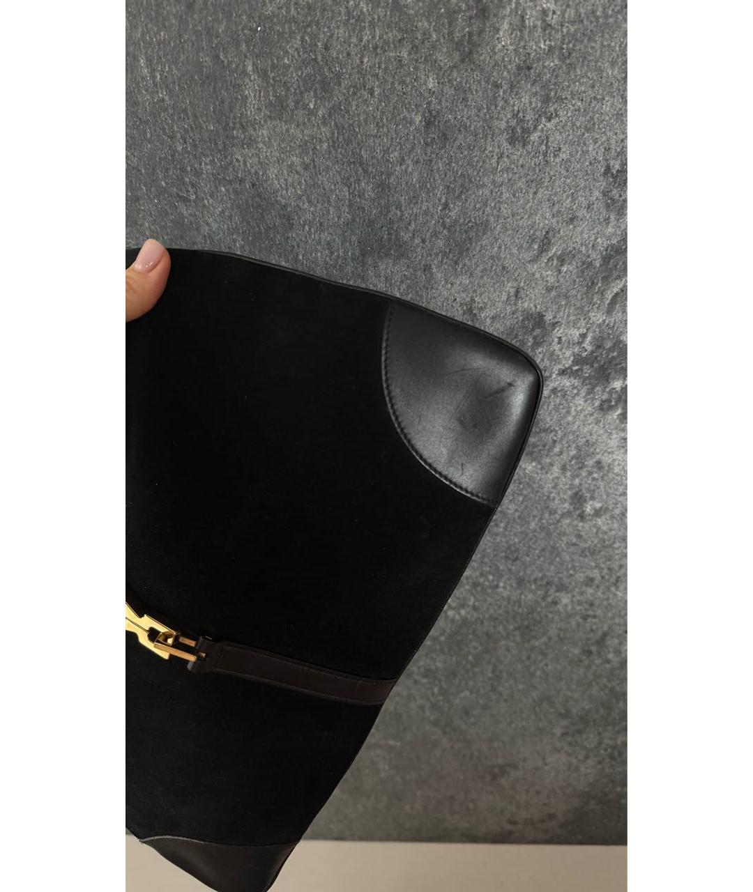 GUCCI Черная замшевая сумка с короткими ручками, фото 6