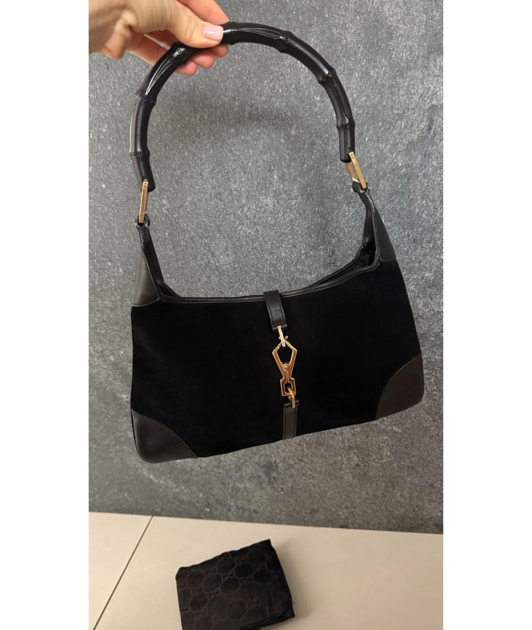 GUCCI Черная замшевая сумка с короткими ручками, фото 2