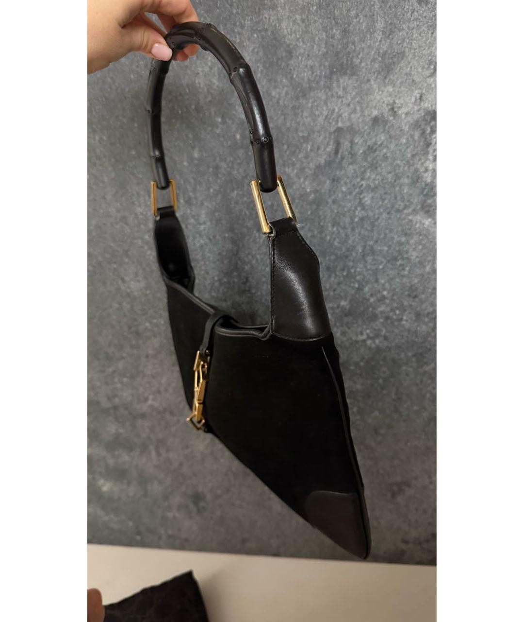 GUCCI Черная замшевая сумка с короткими ручками, фото 3