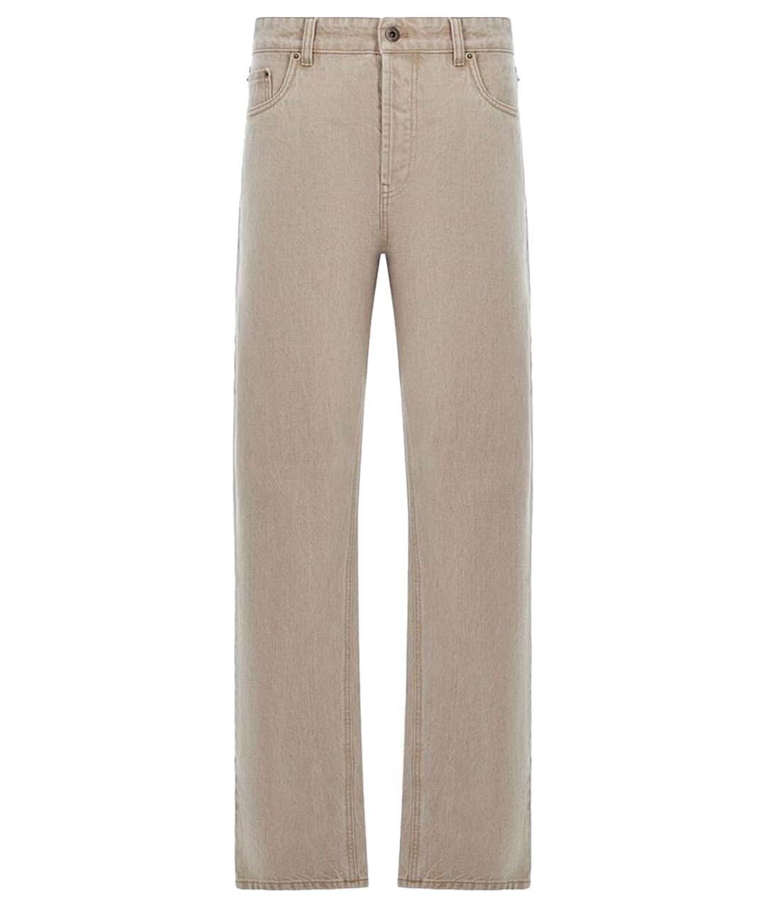 MIU MIU Бежевые хлопковые прямые джинсы, фото 1