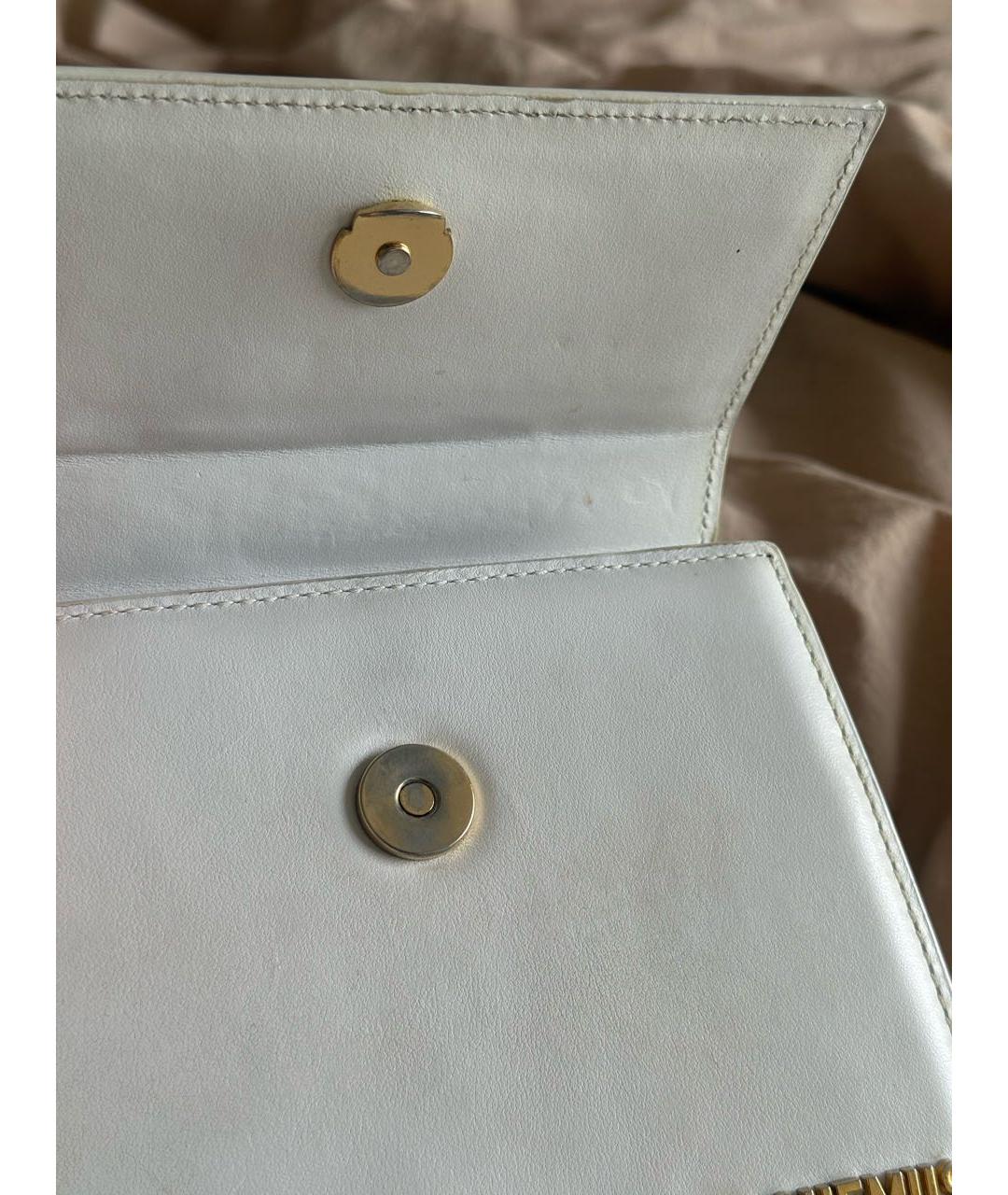 JACQUEMUS Белая кожаная сумка с короткими ручками, фото 6
