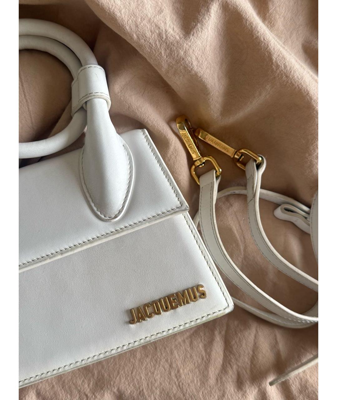 JACQUEMUS Белая кожаная сумка с короткими ручками, фото 7