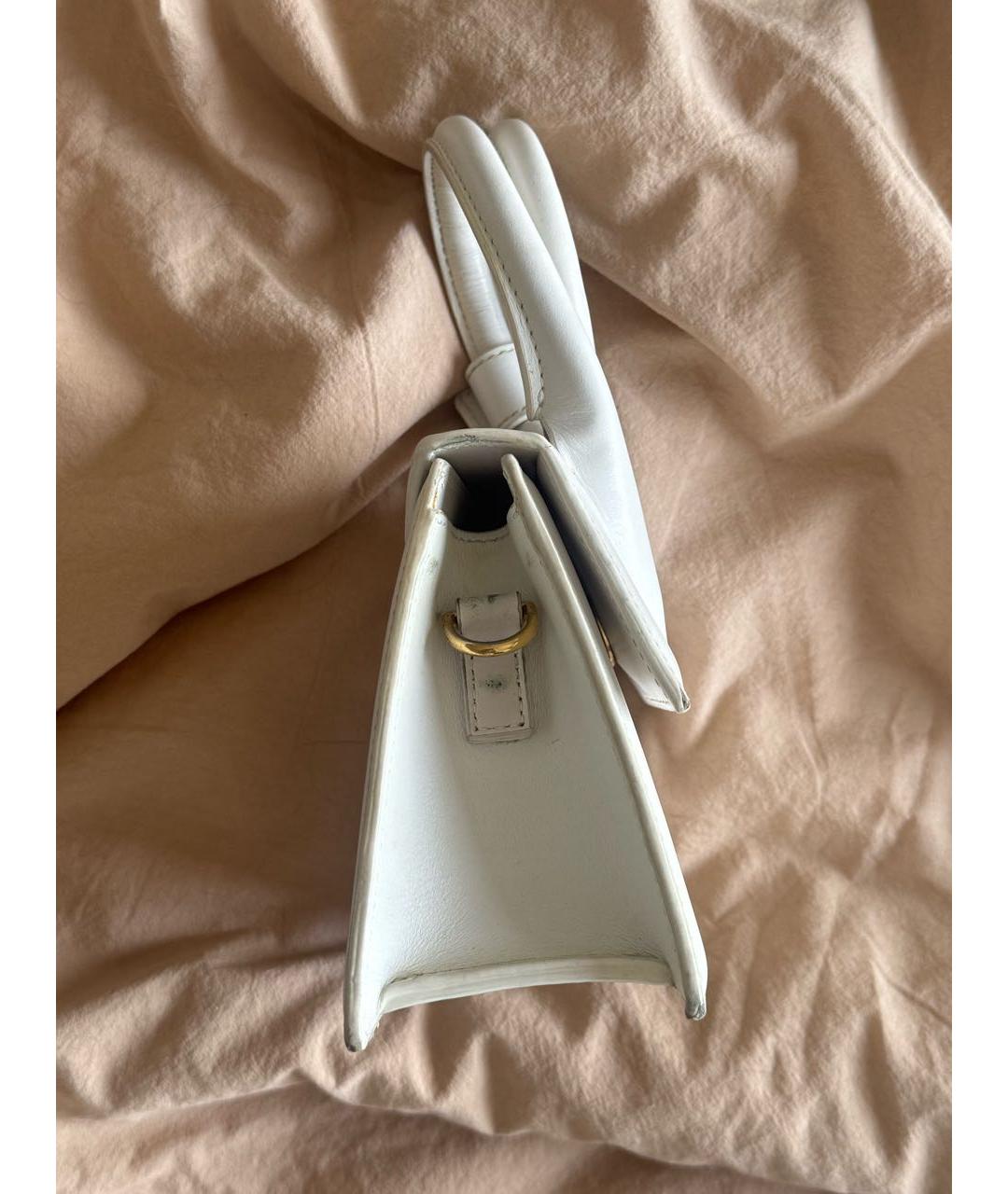 JACQUEMUS Белая кожаная сумка с короткими ручками, фото 2