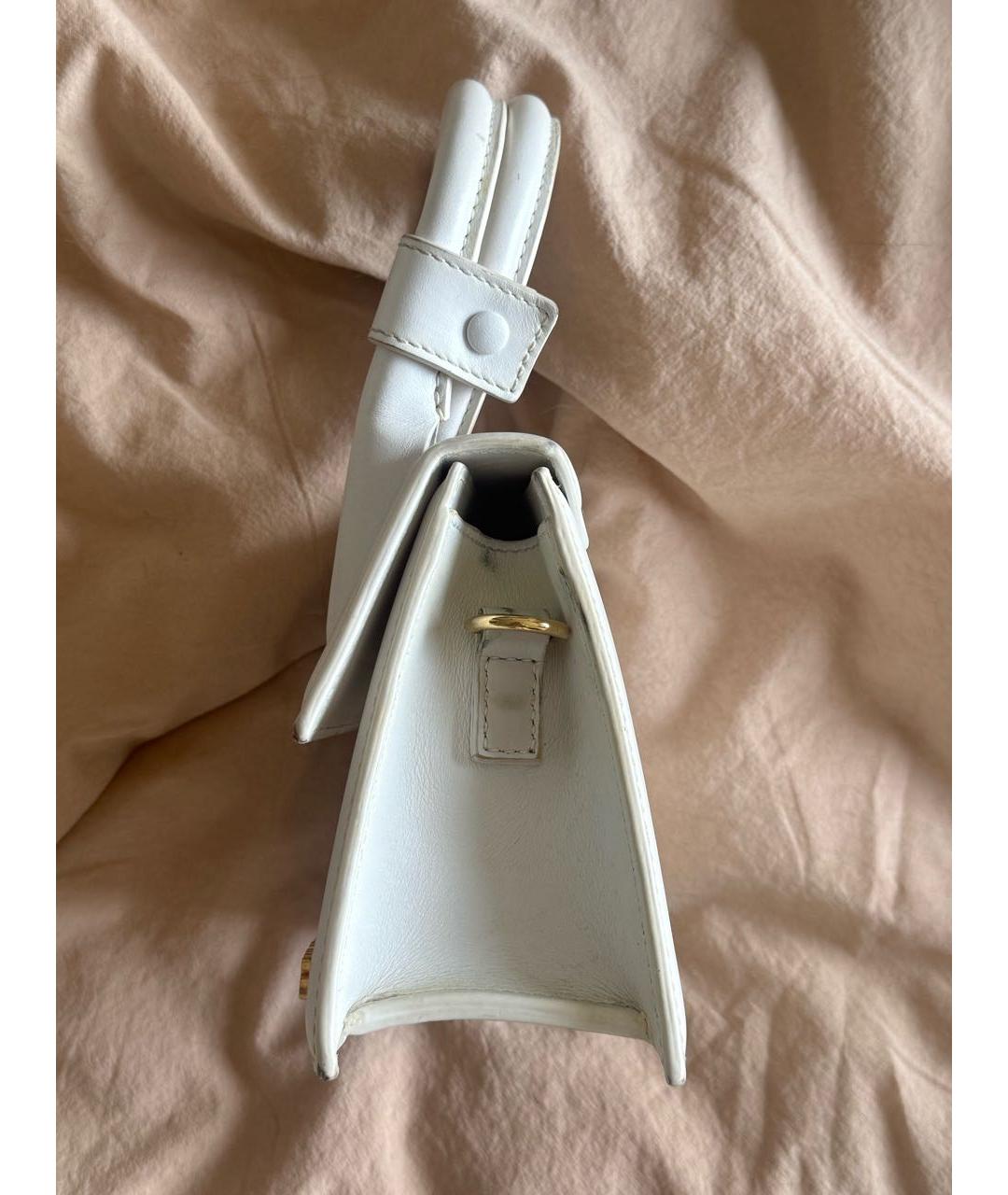 JACQUEMUS Белая кожаная сумка с короткими ручками, фото 3