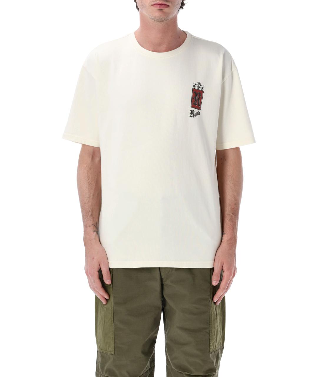 RHUDE Белая хлопковая футболка, фото 1
