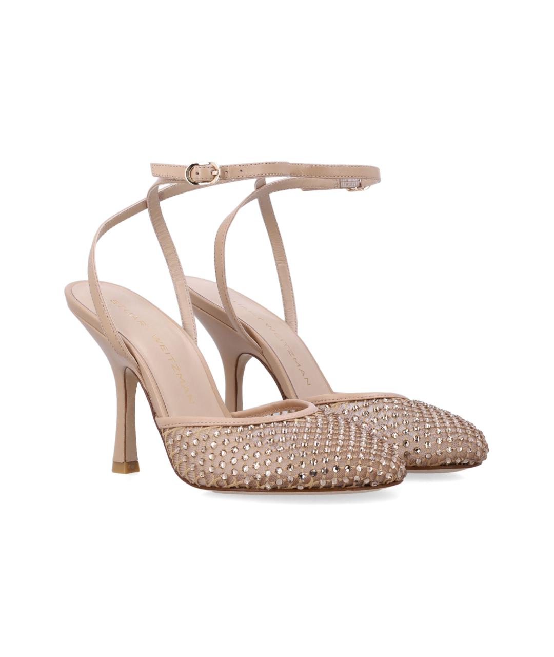 STUART WEITZMAN Бежевые текстильные босоножки, фото 2