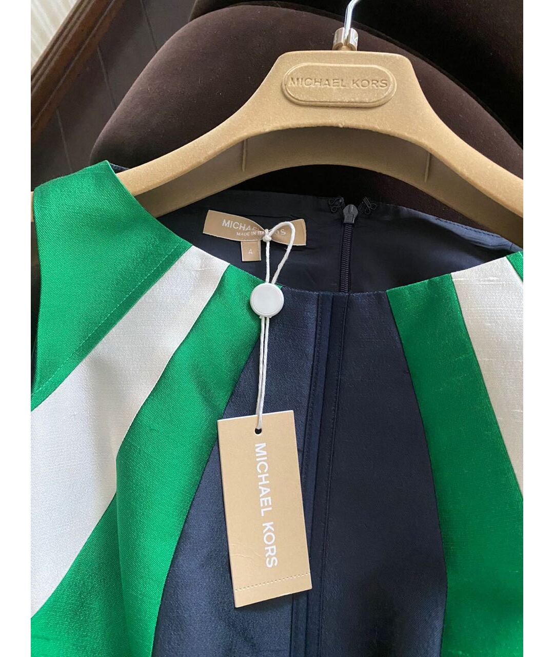 MICHAEL KORS Зеленые шелковое повседневное платье, фото 4