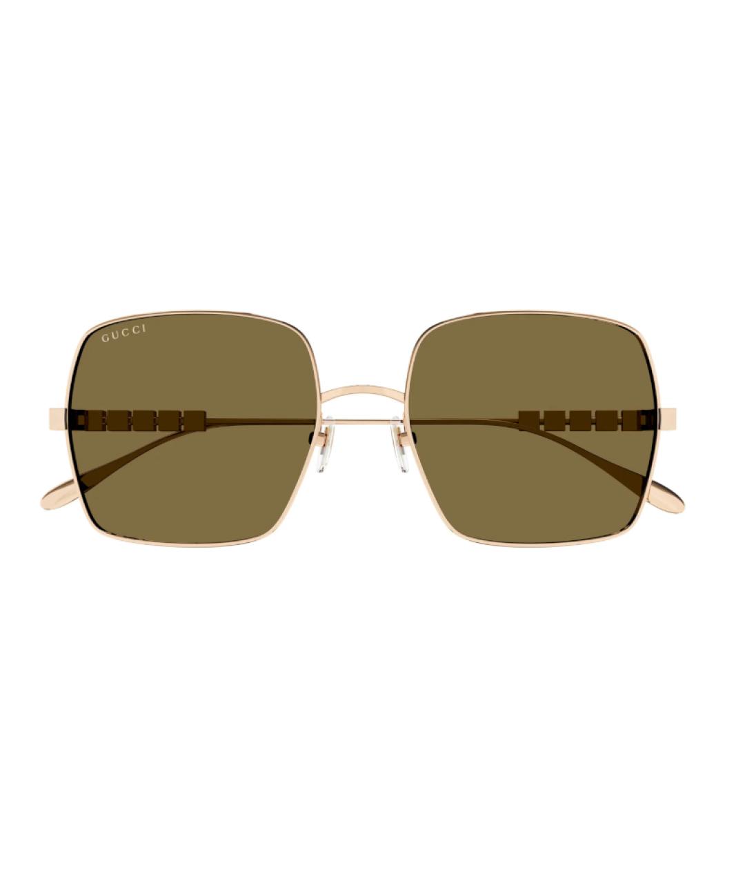 GUCCI Золотые металлические солнцезащитные очки, фото 2