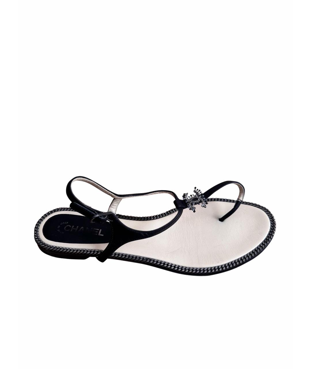 CHANEL Черные кожаные сандалии, фото 1