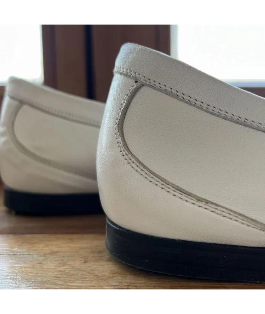 BOTTEGA VENETA Белые кожаные мокасины, фото 6