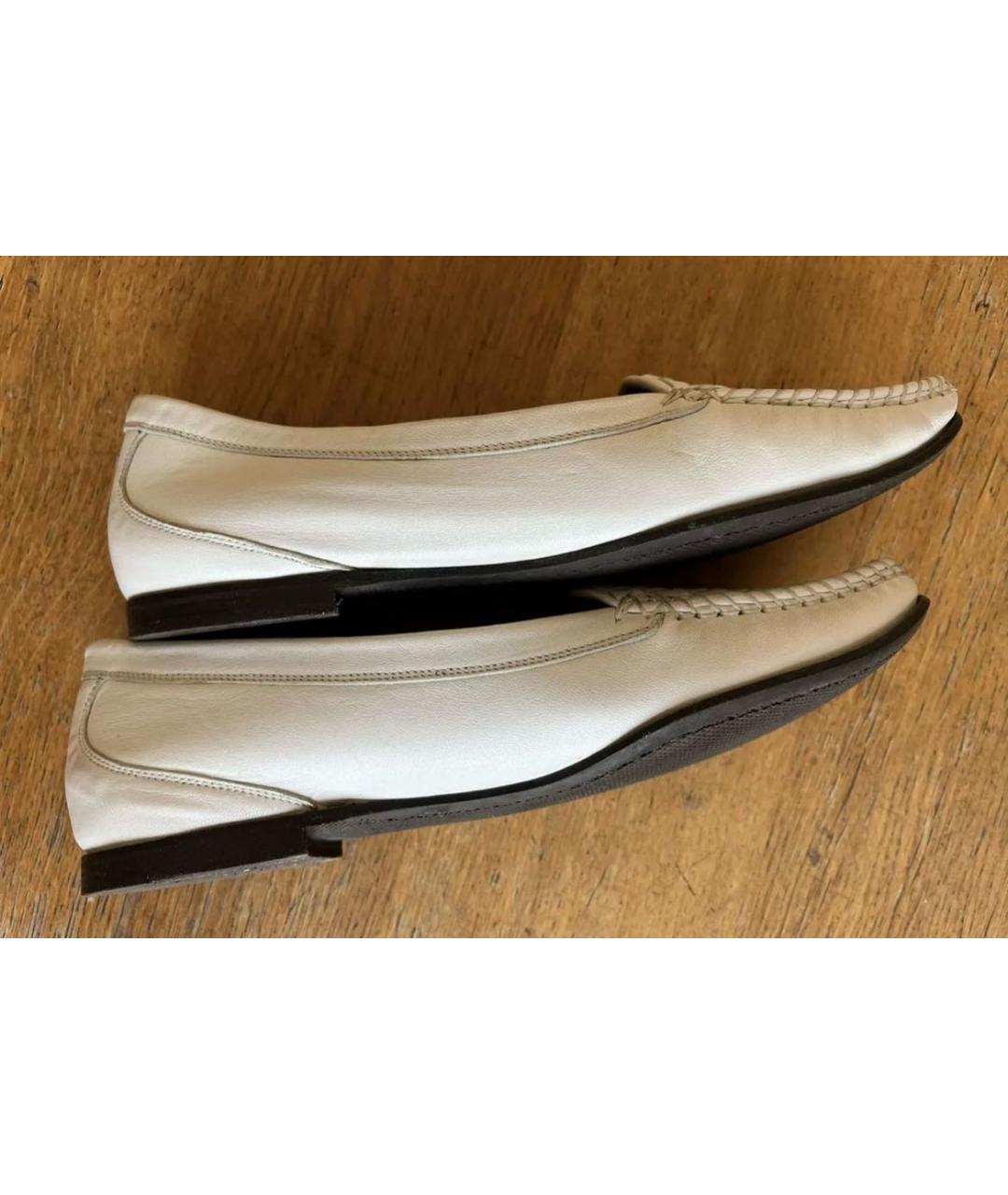 BOTTEGA VENETA Белые кожаные мокасины, фото 8