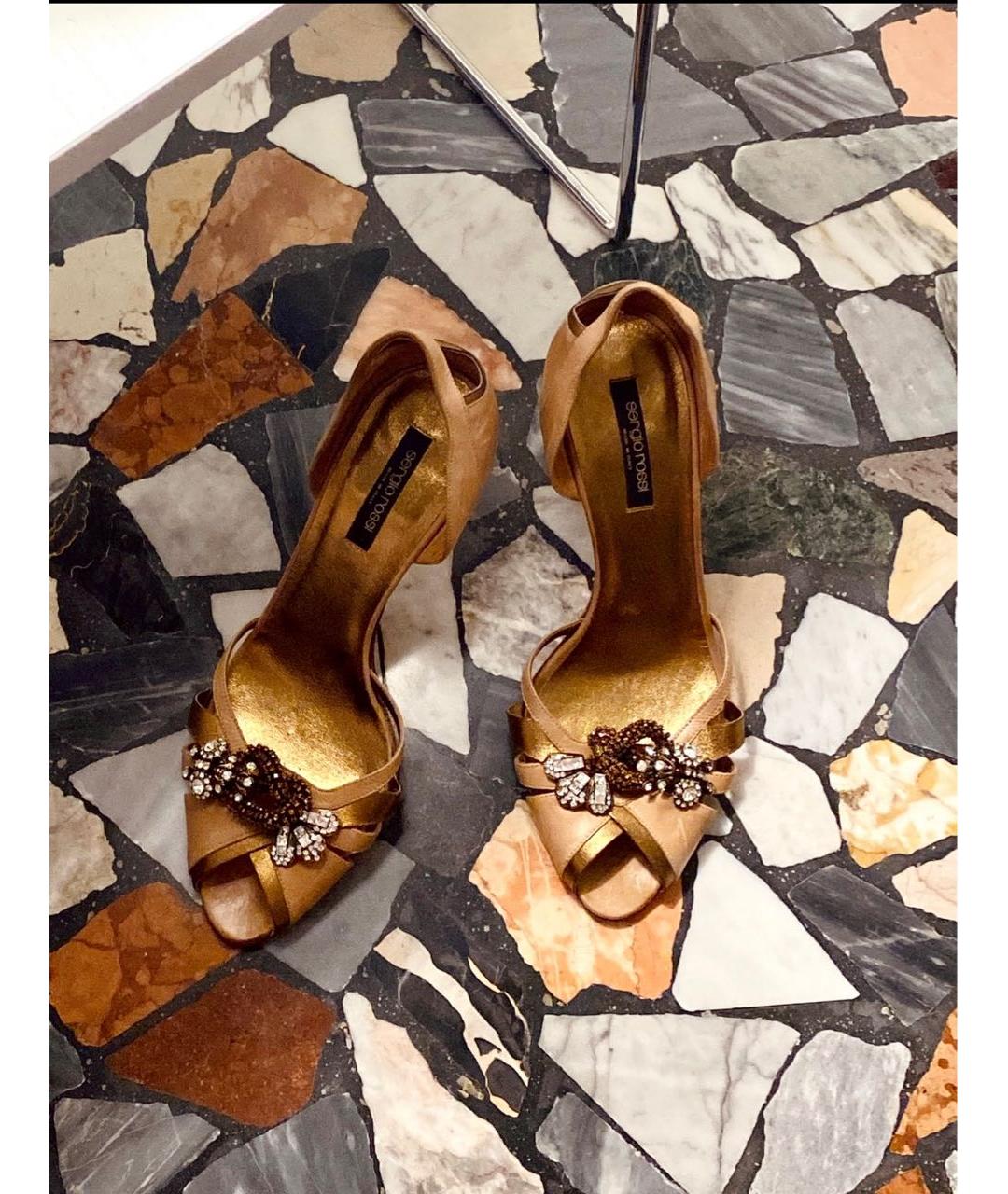 SERGIO ROSSI Золотые кожаные туфли, фото 7