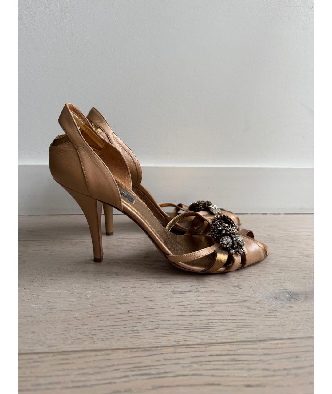 SERGIO ROSSI Золотые кожаные туфли, фото 6