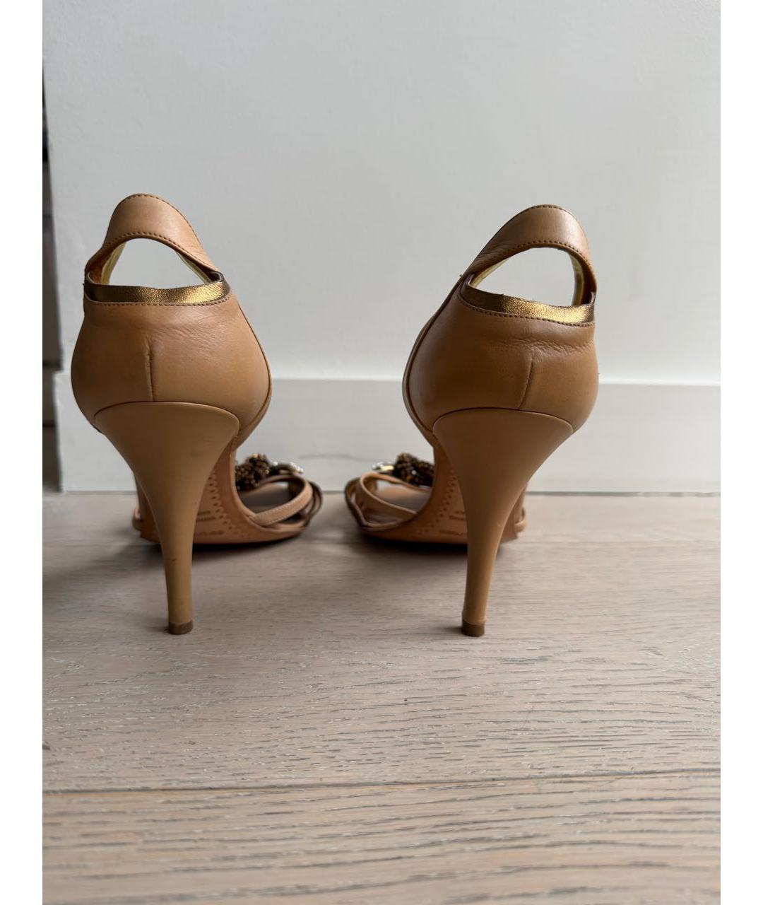 SERGIO ROSSI Золотые кожаные туфли, фото 4