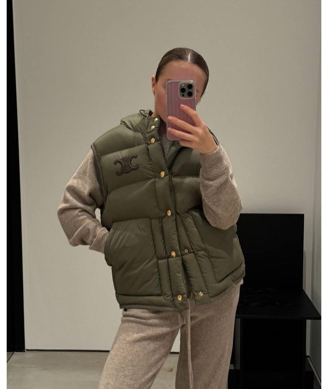 CELINE Хаки полиэстеровый жилет, фото 5