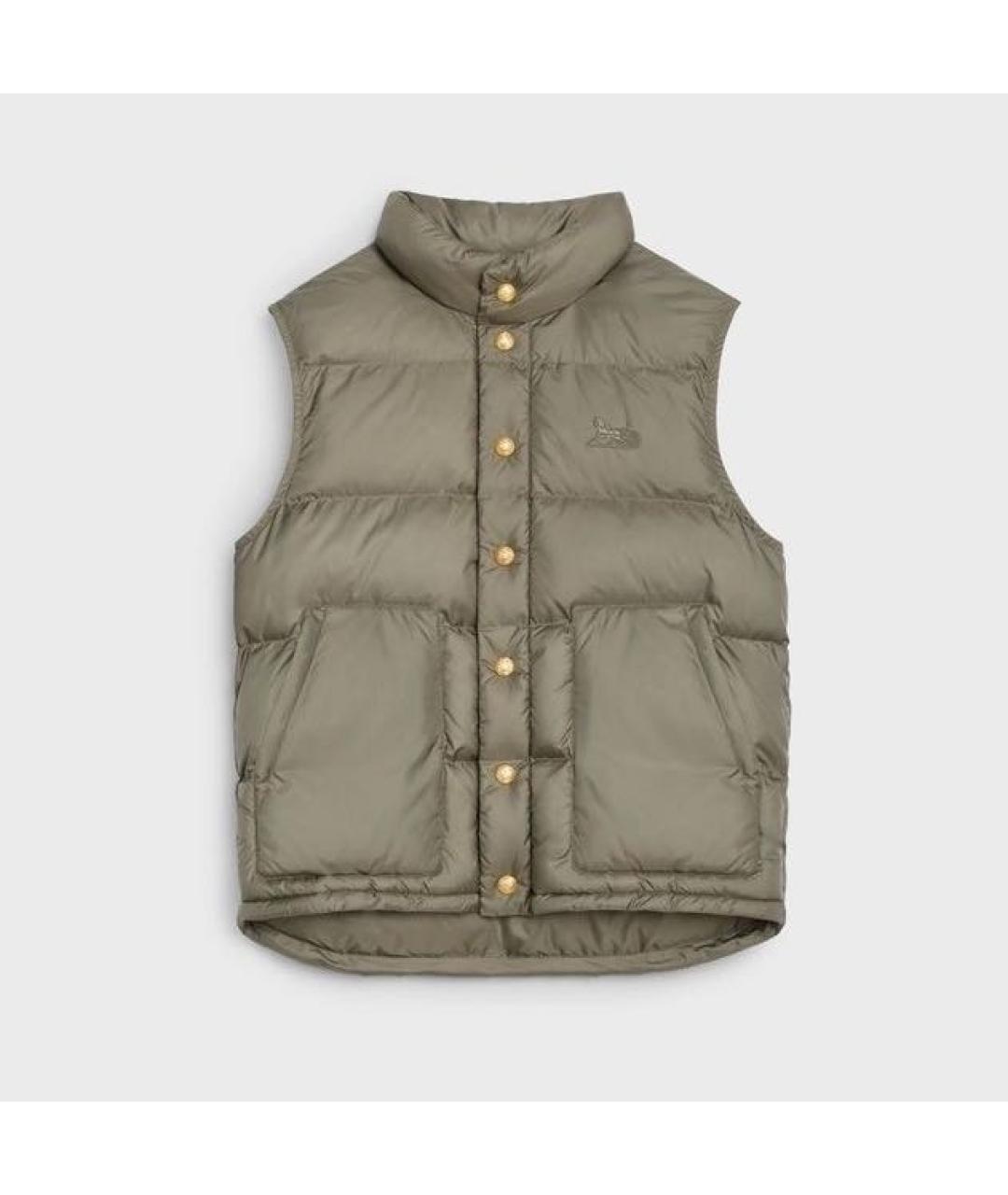 CELINE Хаки полиэстеровый жилет, фото 6