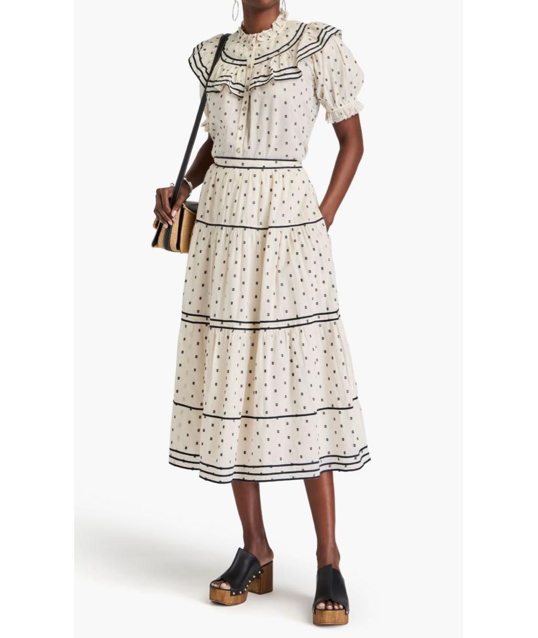 ULLA JOHNSON Бежевая хлопковая юбка макси, фото 7