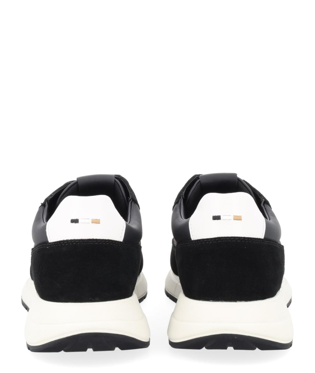 HUGO BOSS Черные кожаные низкие кроссовки / кеды, фото 3