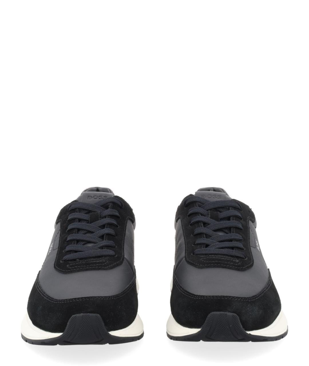 HUGO BOSS Черные кожаные низкие кроссовки / кеды, фото 2