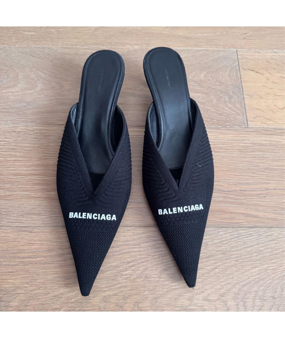 BALENCIAGA Черные текстильные мюли, фото 2