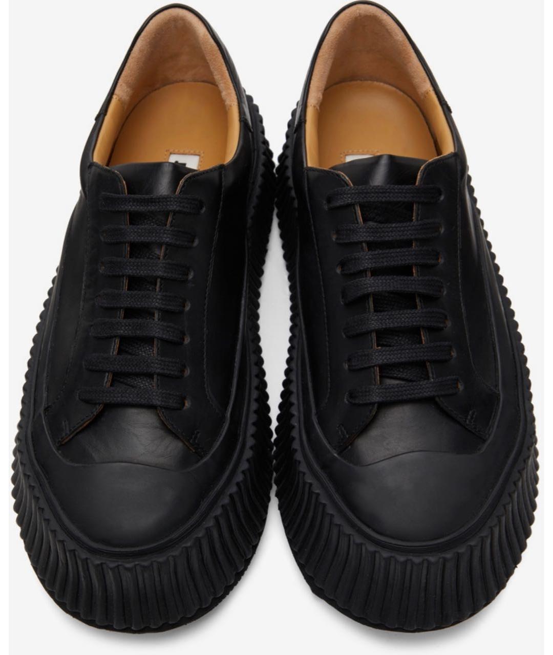 JIL SANDER Черные кожаные кеды, фото 2