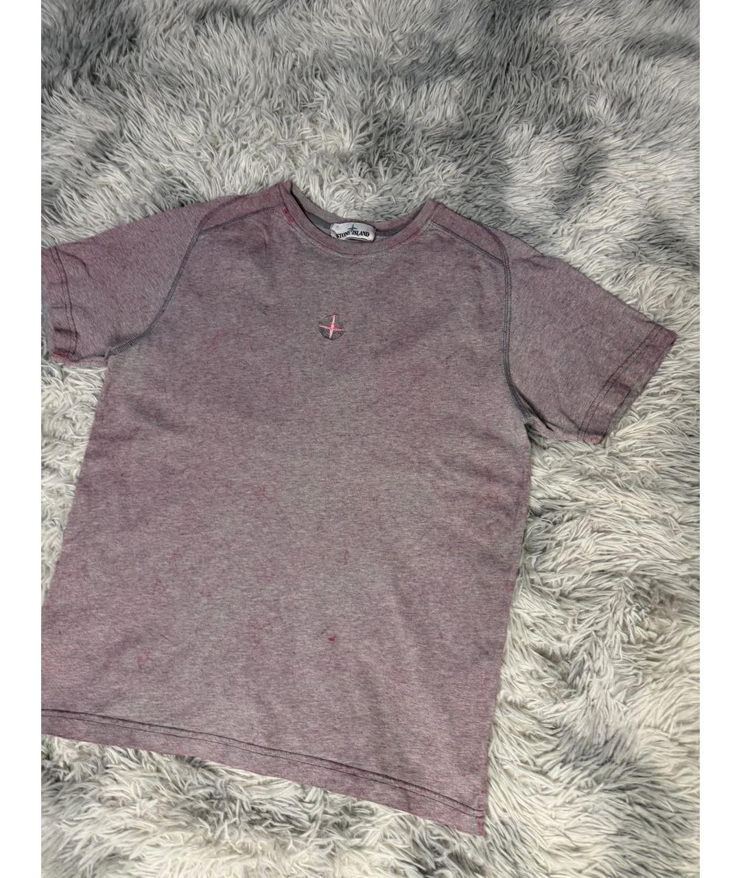 STONE ISLAND Коралловая хлопковая футболка, фото 2