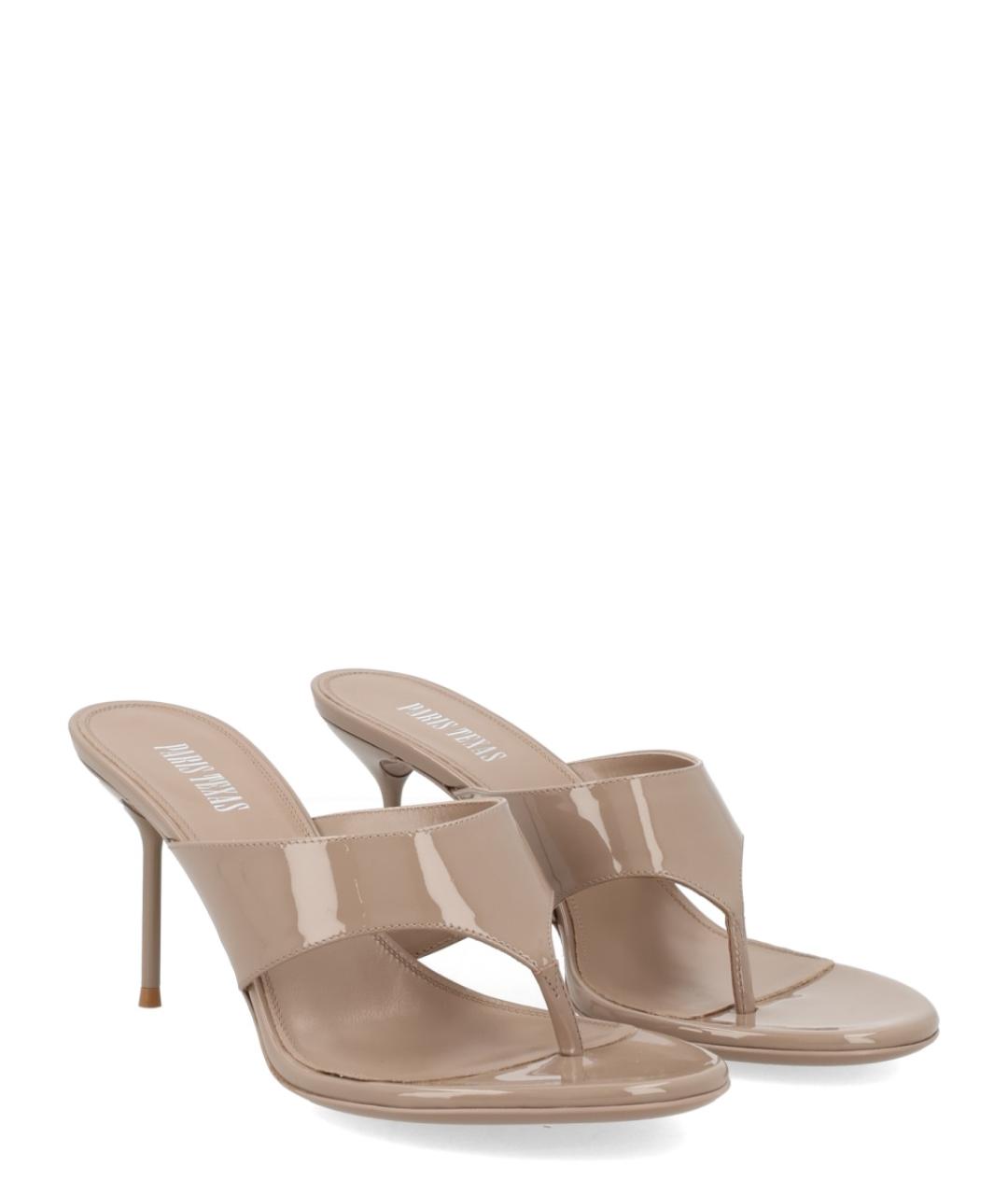 PARIS TEXAS Бежевые мюли из лакированной кожи, фото 2