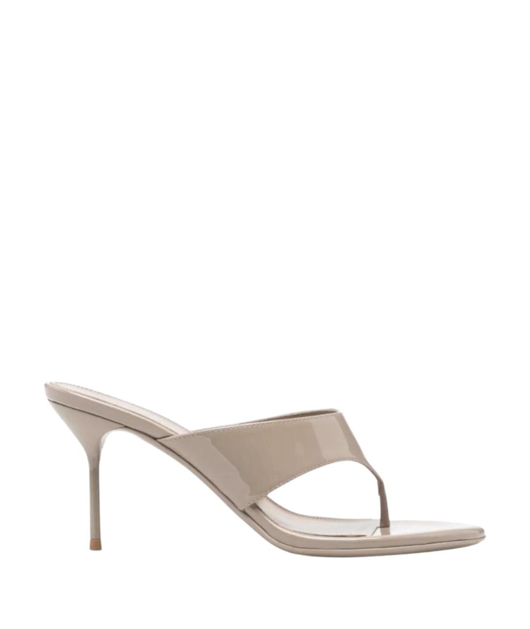 PARIS TEXAS Бежевые мюли из лакированной кожи, фото 1