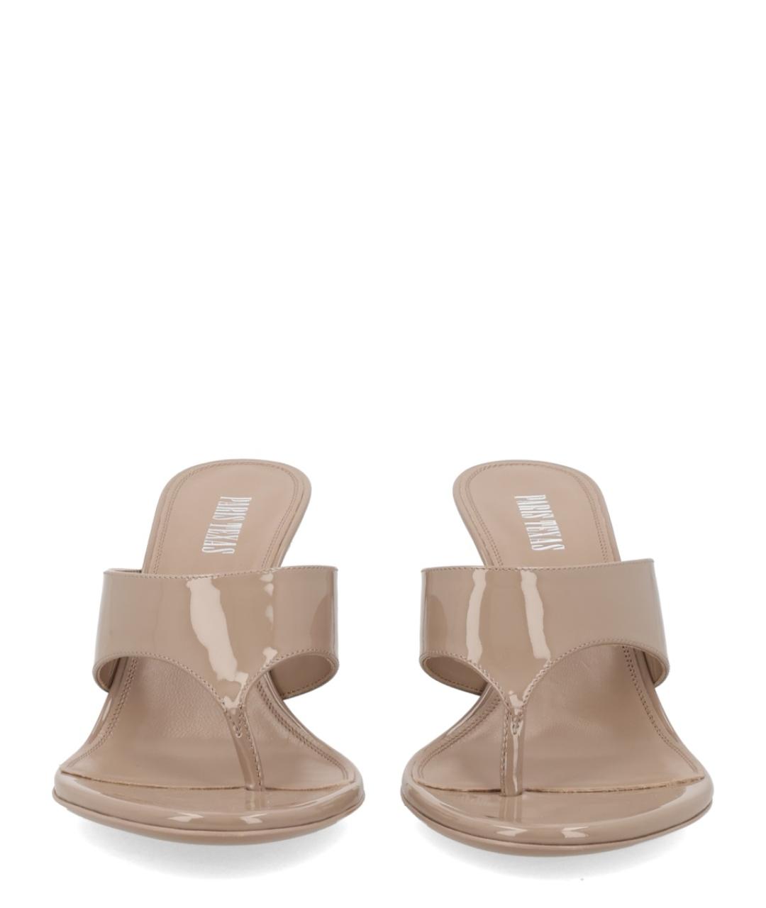 PARIS TEXAS Бежевые мюли из лакированной кожи, фото 3