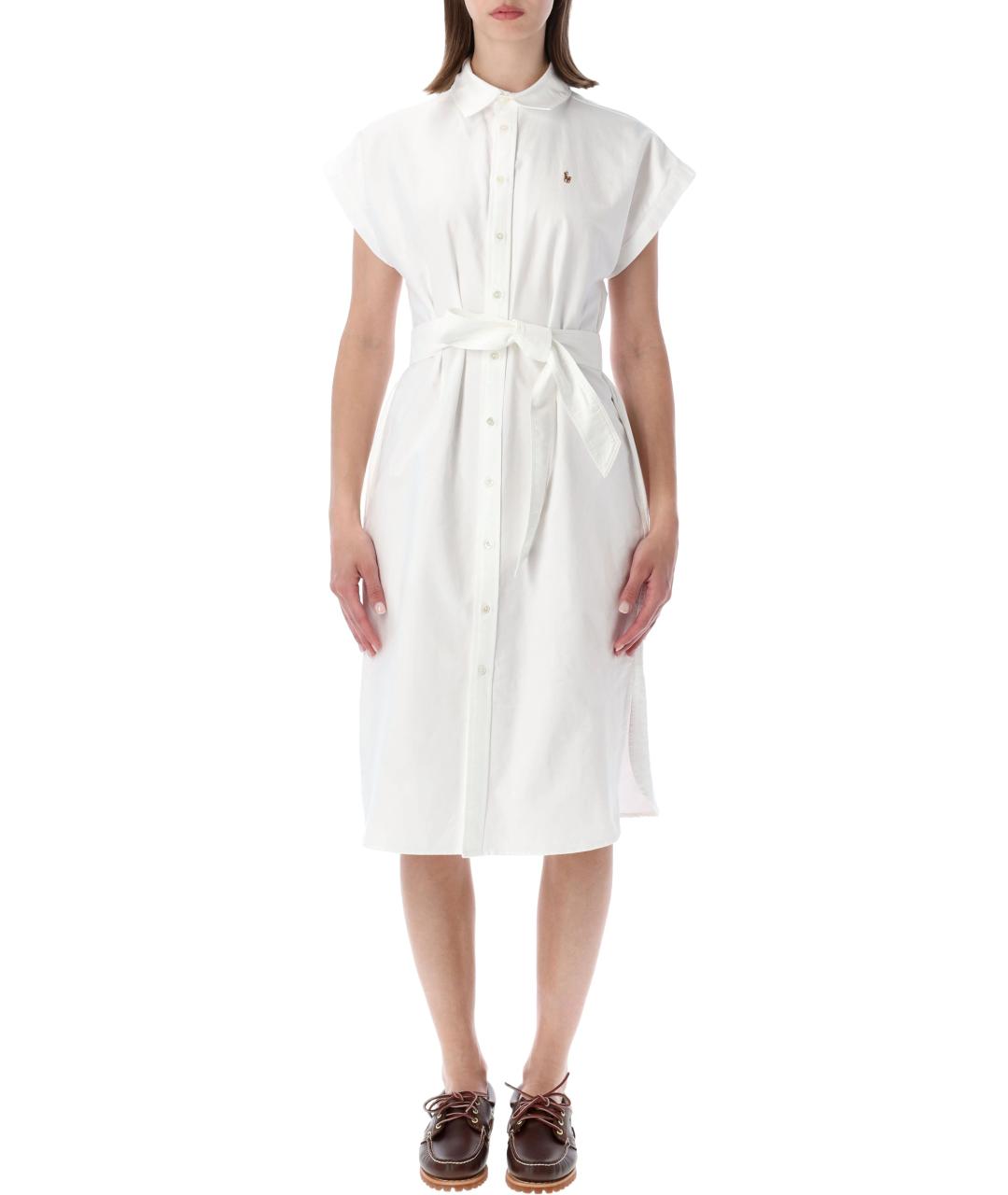 POLO RALPH LAUREN Белое хлопковое повседневное платье, фото 1