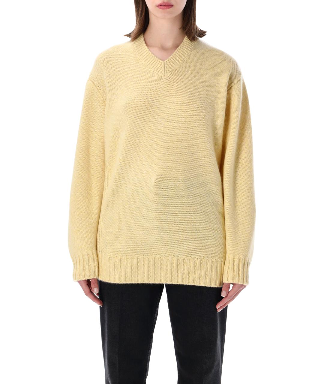 BOTTEGA VENETA Желтый кашемировый джемпер / свитер, фото 1
