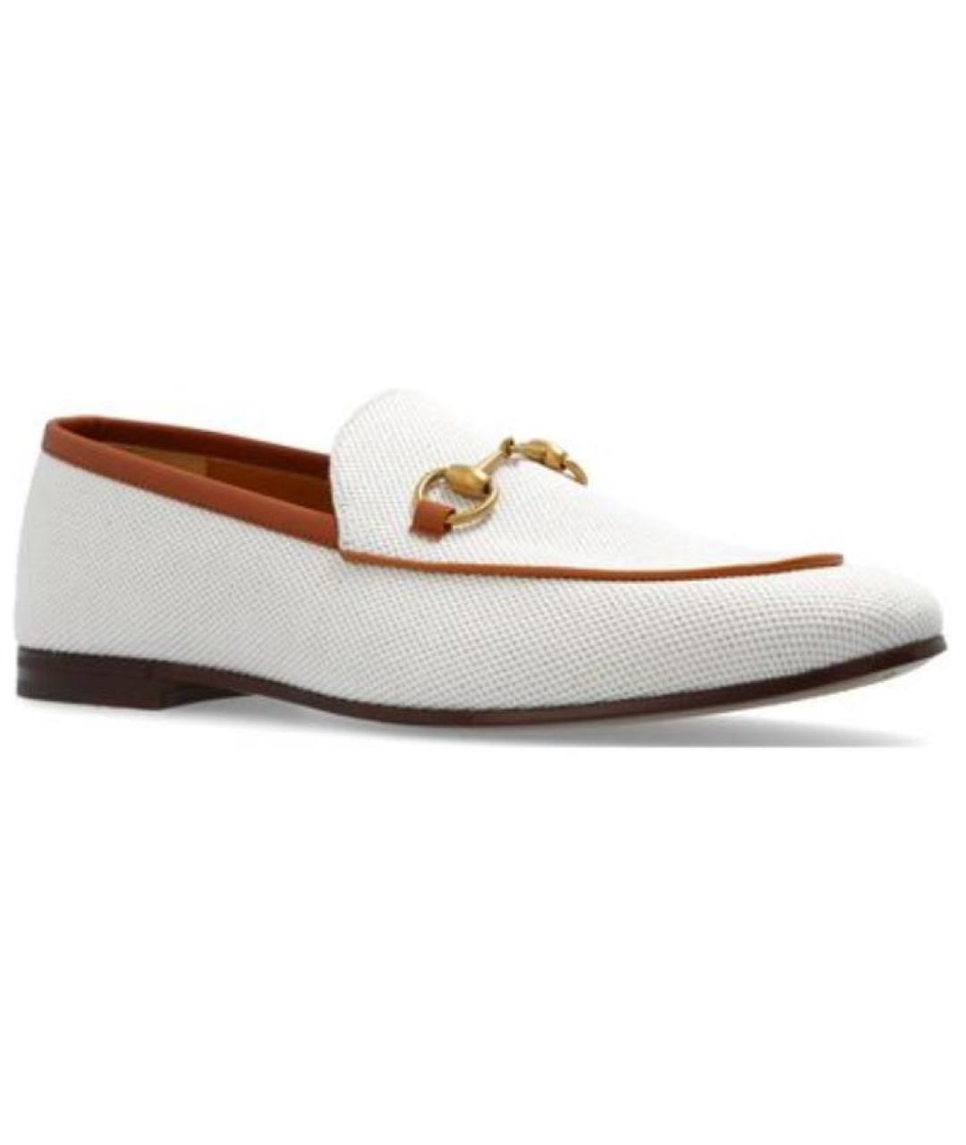 GUCCI Белые текстильные лоферы, фото 3