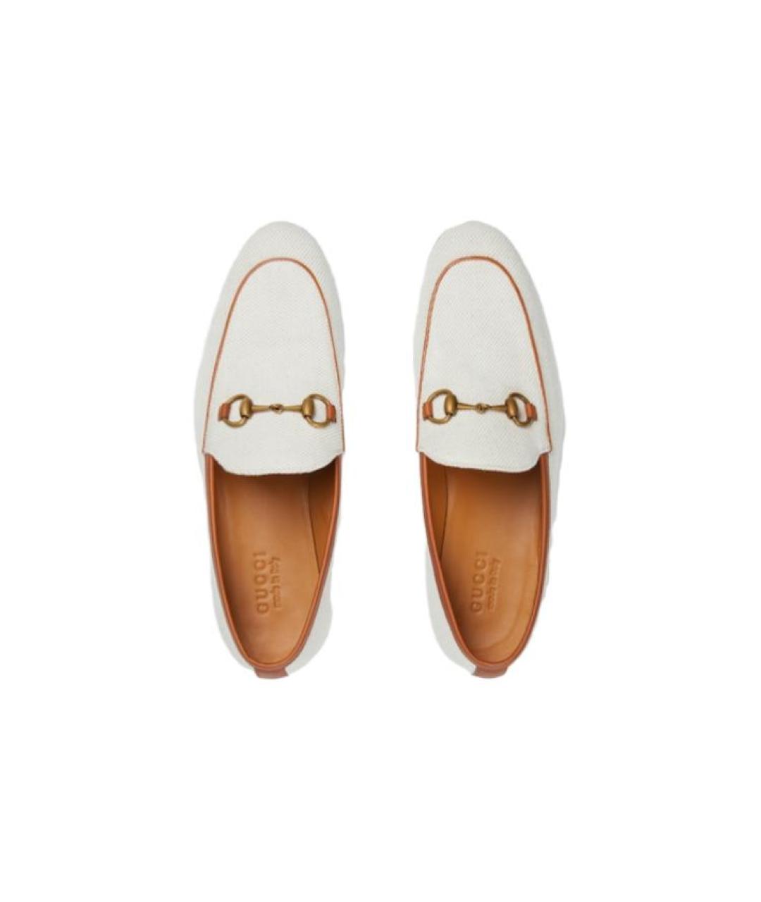 GUCCI Белые текстильные лоферы, фото 4