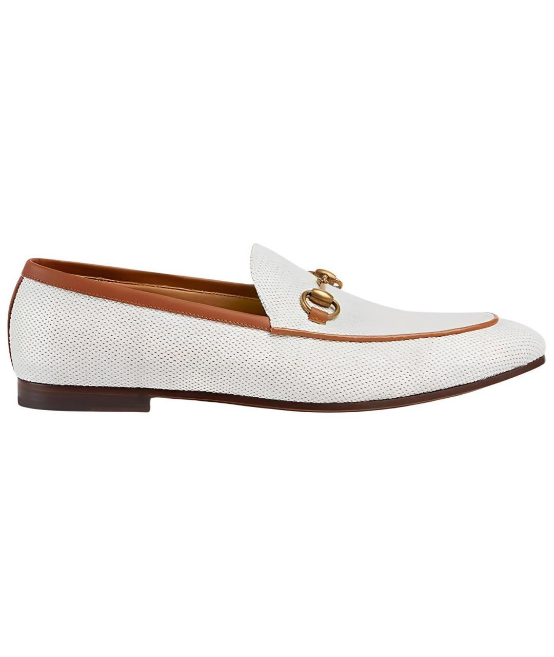 GUCCI Белые текстильные лоферы, фото 1