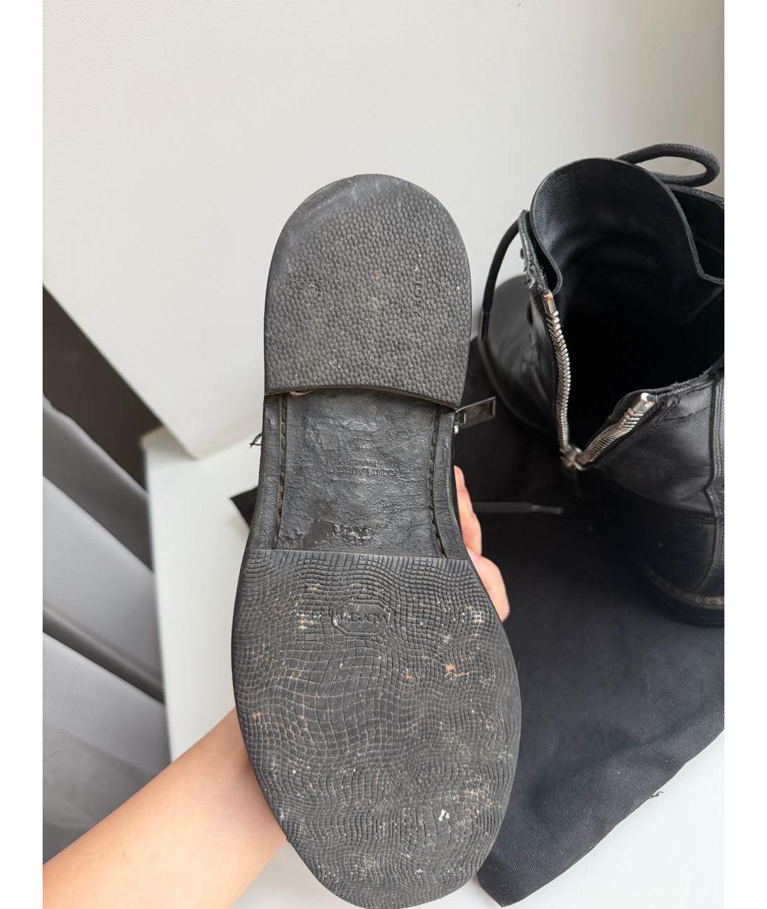 SAINT LAURENT Черные кожаные ботинки, фото 4