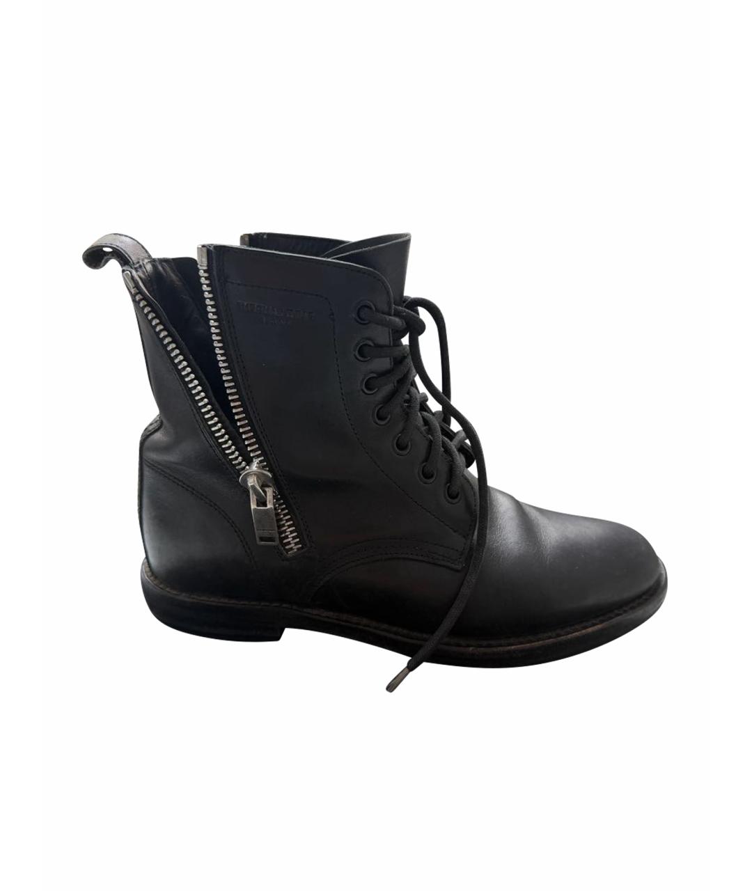 SAINT LAURENT Черные кожаные ботинки, фото 1