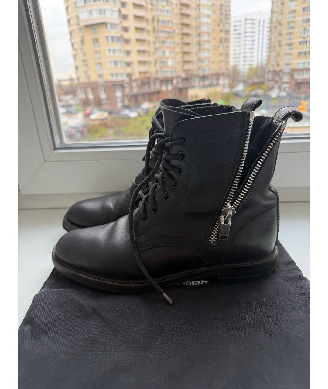 SAINT LAURENT Черные кожаные ботинки, фото 5