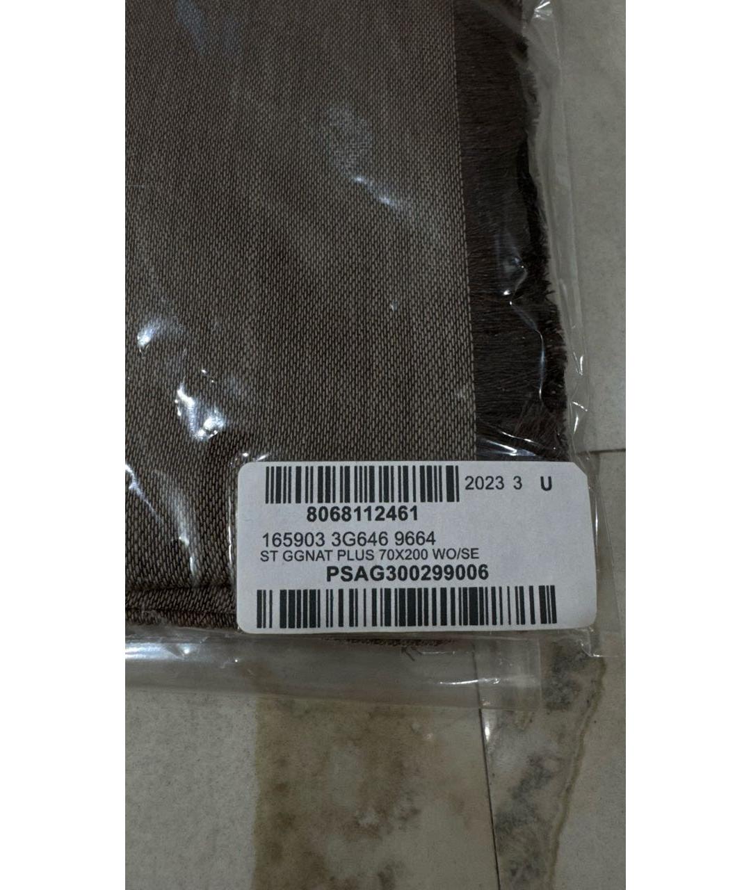 GUCCI Коричневый шелковый платок, фото 5