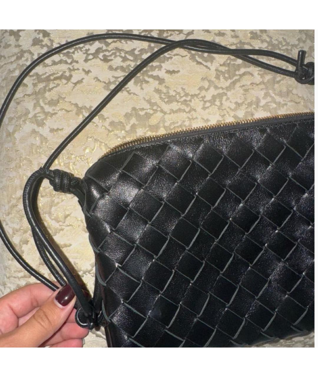 BOTTEGA VENETA Черная кожаная сумка через плечо, фото 4