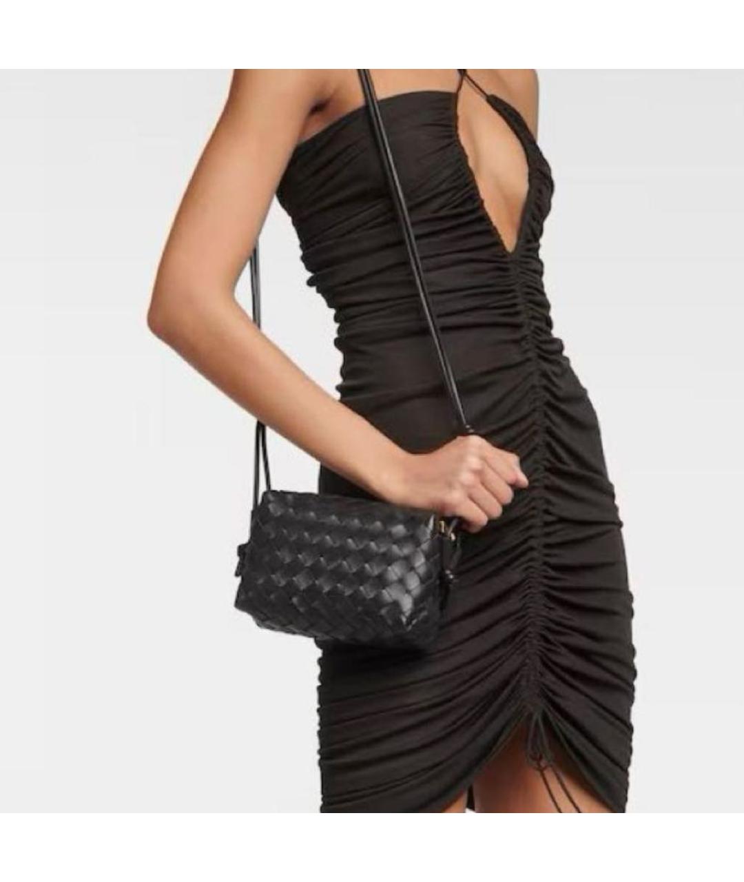 BOTTEGA VENETA Черная кожаная сумка через плечо, фото 3