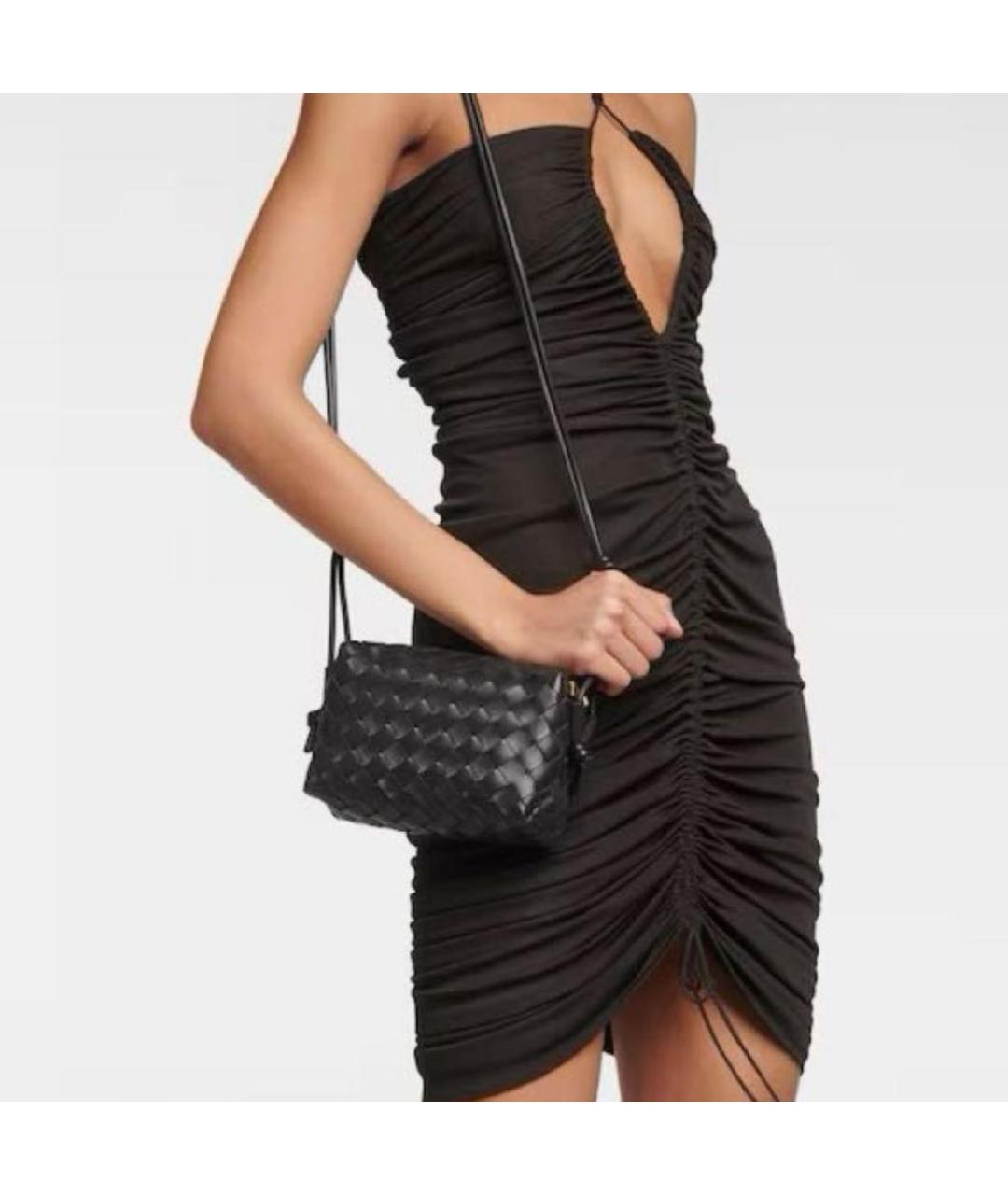 BOTTEGA VENETA Черная кожаная сумка через плечо, фото 2