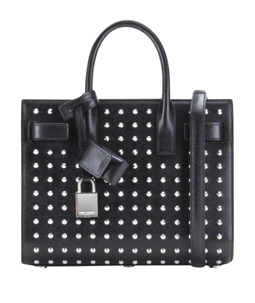 SAINT LAURENT Черная кожаная сумка с короткими ручками, фото 1