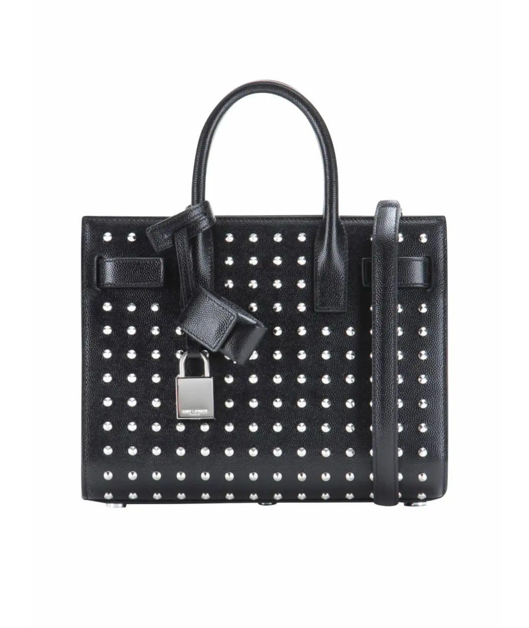 SAINT LAURENT Черная кожаная сумка с короткими ручками, фото 8