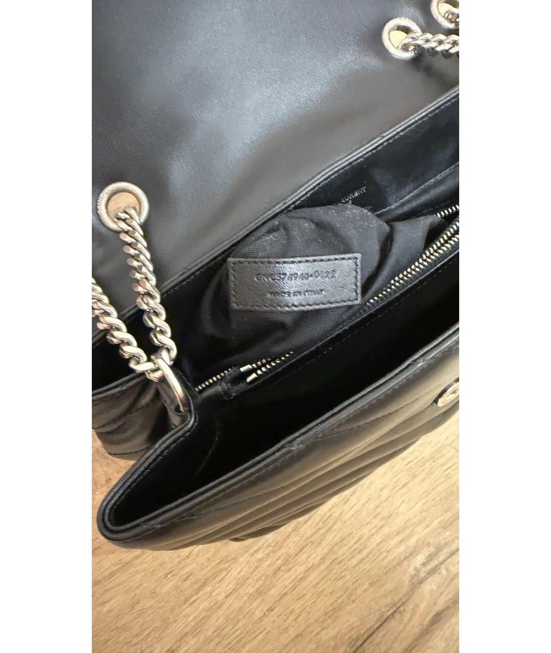 SAINT LAURENT Черная кожаная сумка через плечо, фото 4
