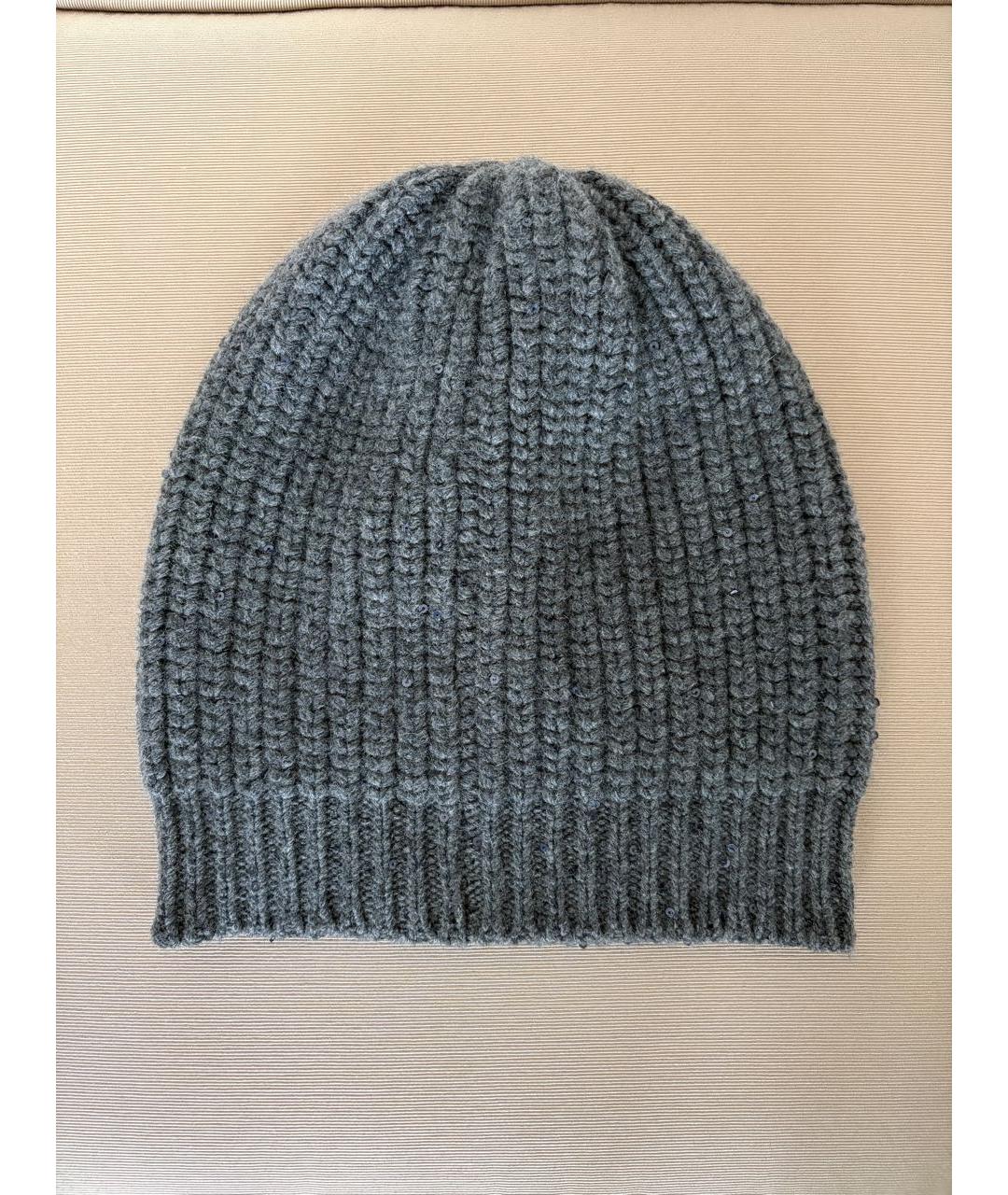 BRUNELLO CUCINELLI Антрацитовая кашемировая шапка, фото 3