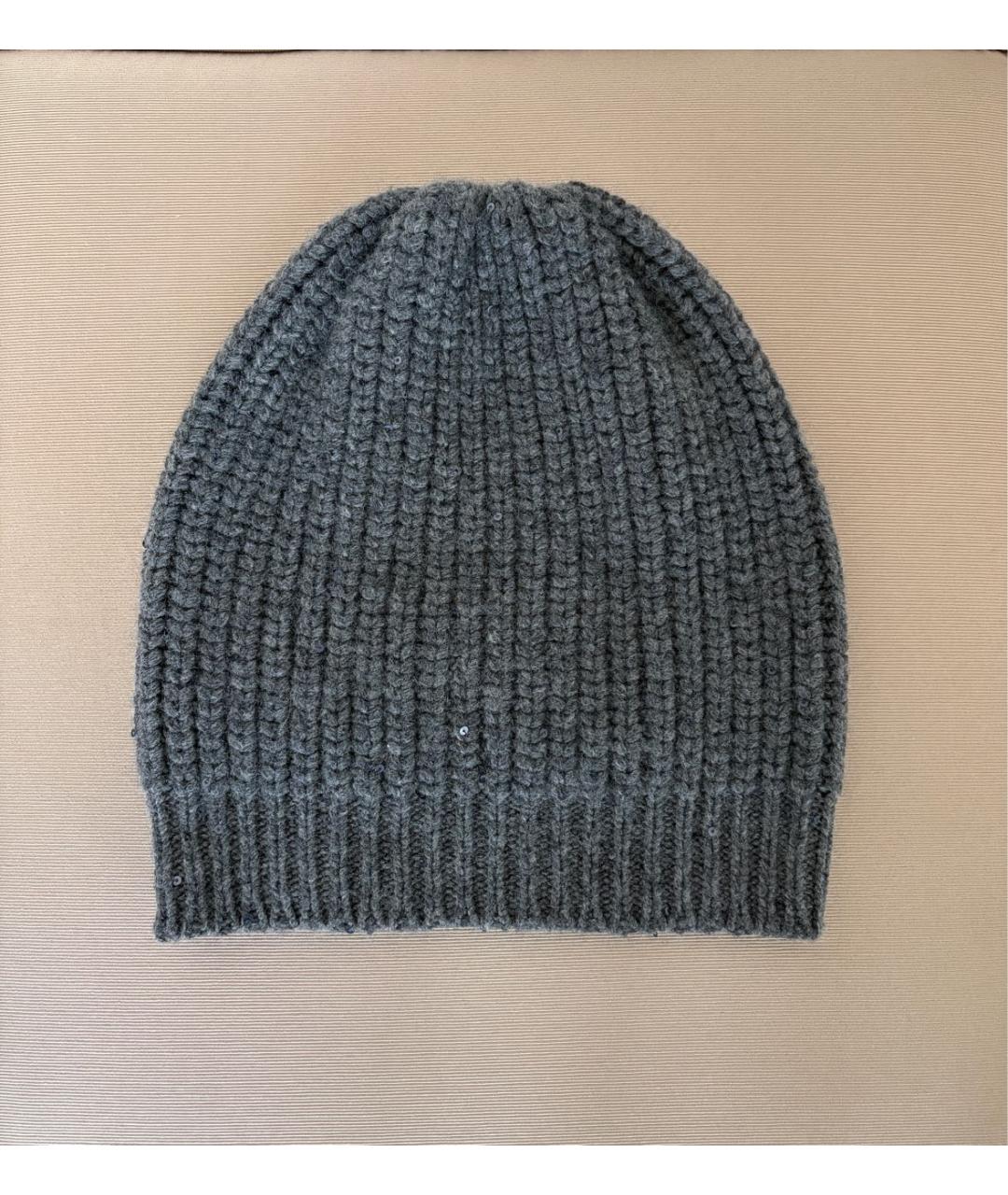 BRUNELLO CUCINELLI Антрацитовая кашемировая шапка, фото 2