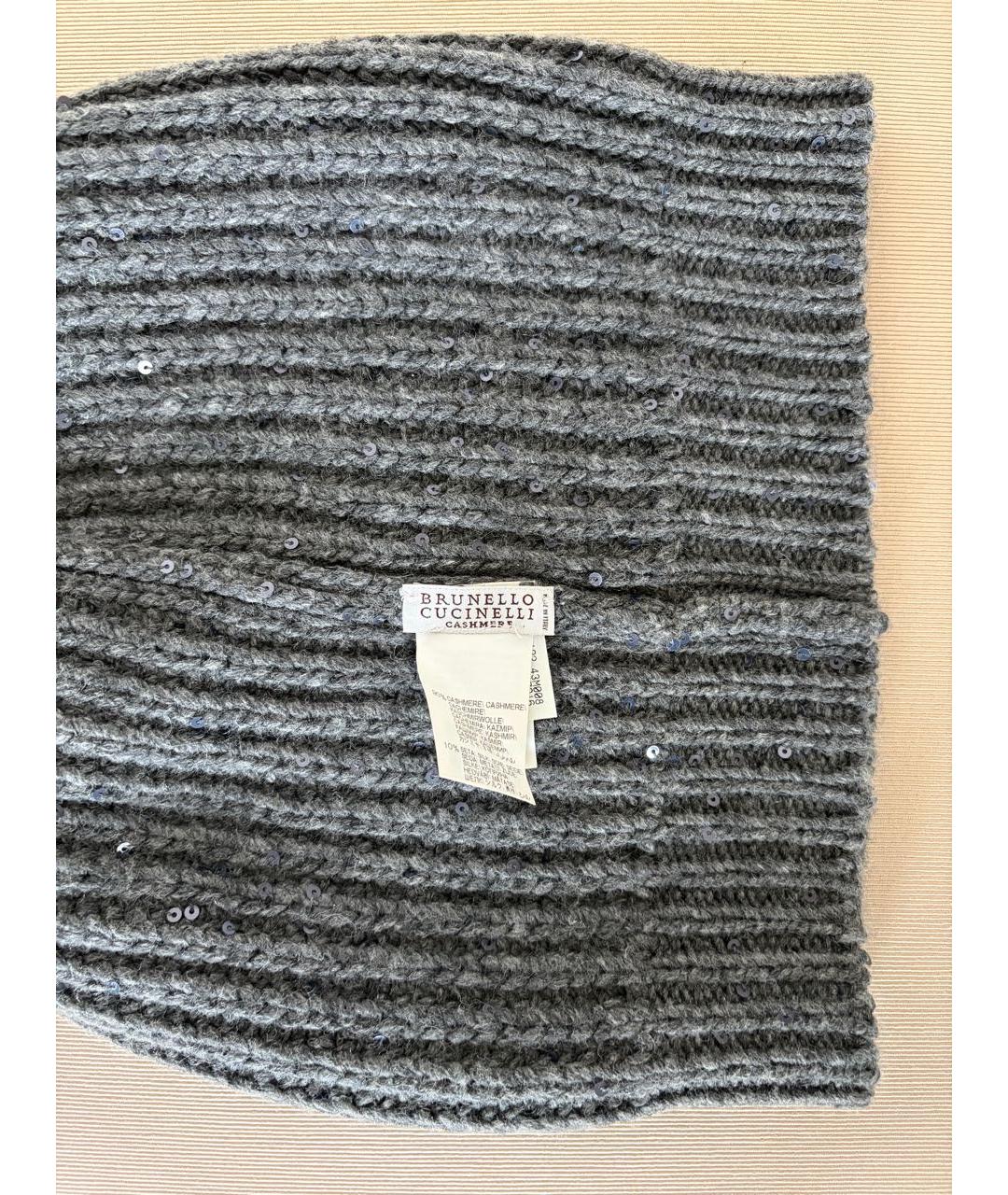 BRUNELLO CUCINELLI Антрацитовая кашемировая шапка, фото 4