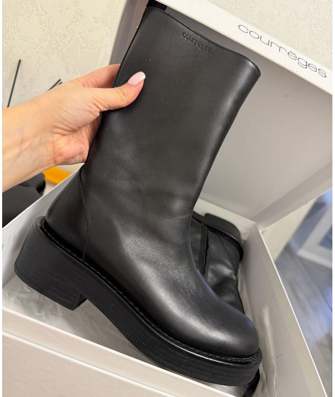 COURREGES Черные кожаные ботинки, фото 2